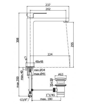 Miscelatore gruppo lavabo PAFFONI EL085CR serie ELLE-EFFE