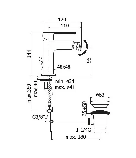 Miscelatore gruppo bidet PAFFONI EL135CR serie ELLE-EFFE Miscelatore gruppo bidet PAFFONI EL135CR serie ELLE-EFFE
